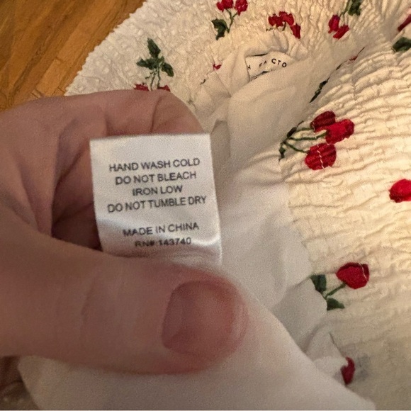 English Factory sz M Cherry Print voluminous Mini Skirt Smocked Tiered - Picture 8 of 9